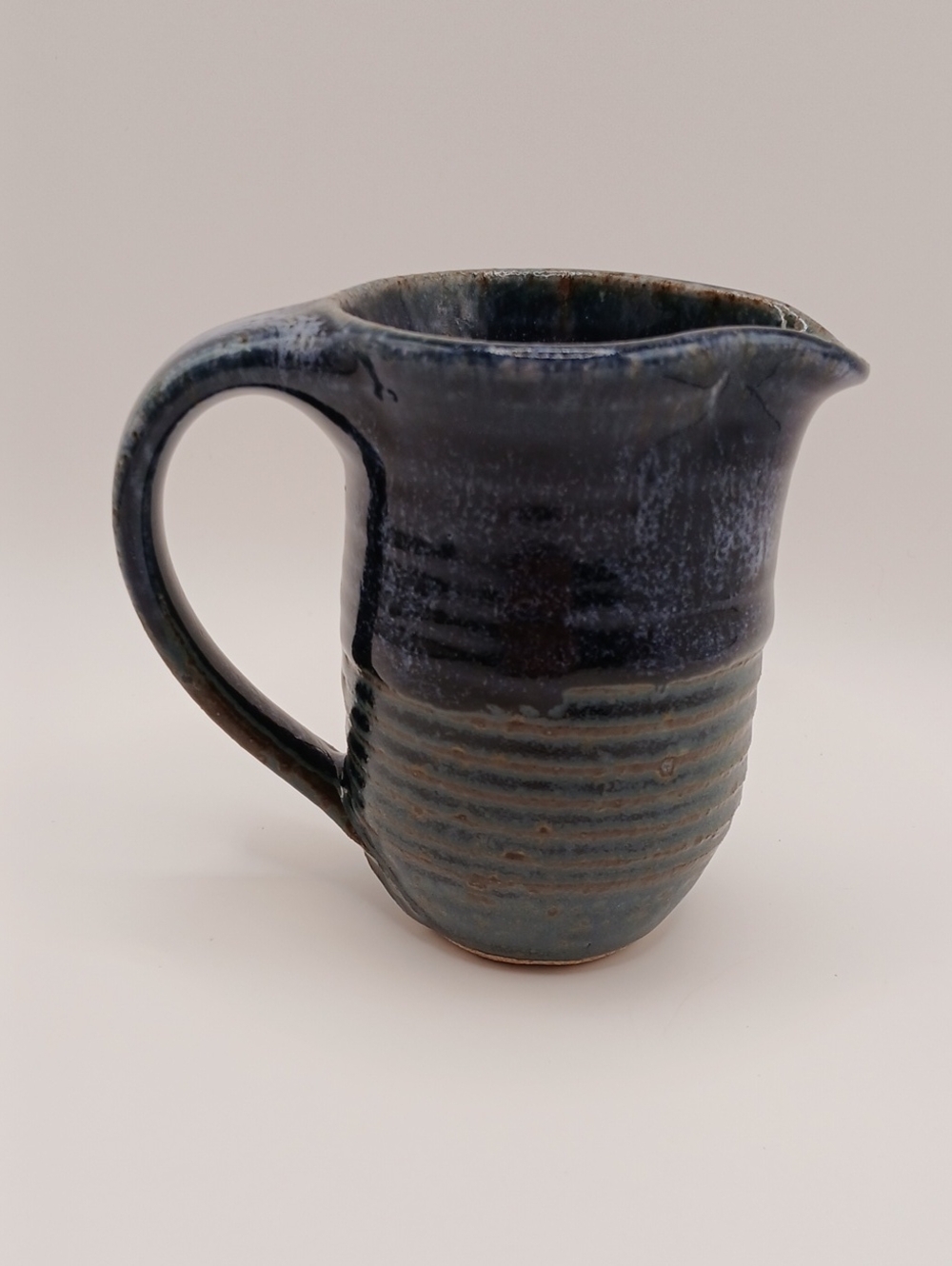 Studio Pottery Blue Ceramic Creamer Pitcher 3.75"